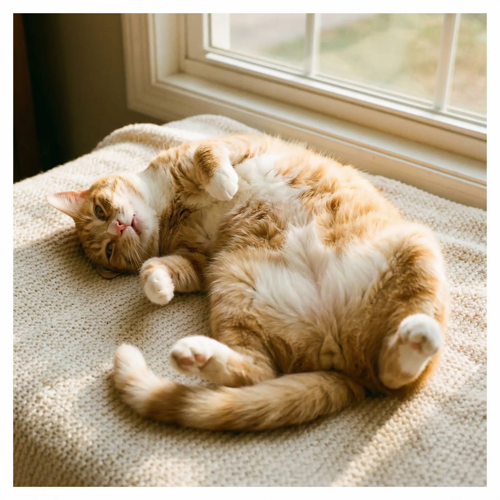 猫咪仰躺露出肚皮 - 不扣纽扣的情人